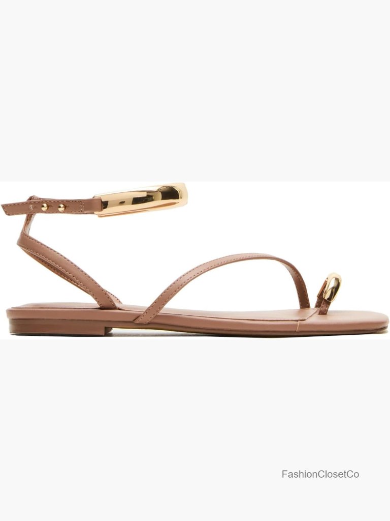Square Toe Strappy Flat Sandals Women Casual Summer Thong Shoes